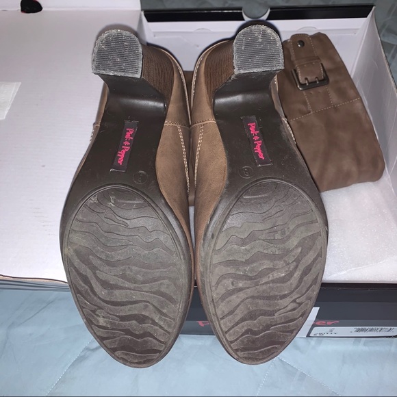 Pink and pepper taupe heeled boots size 8 - Picture 7 of 9